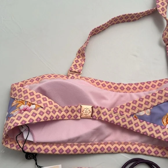 Nanette Lepore Brielle lavender multicolor floral bandeau bikini set - Picture 13 of 15